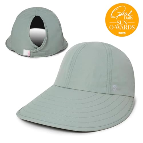 Womens Sunblocker UPF 50 Wide Brim Ponytail Sun Hat (One Size / Mint)
