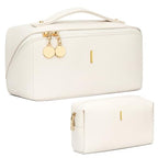 Initial Makeup Bag Personalized Gift for Women Teen Girls (Beige / I)