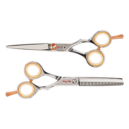 Centrix Roc It Dog Professional Stylist 5.75” Hair Cutting Shear and 30T Thinning Scissor Duo Set (R 575 & RT 30)
