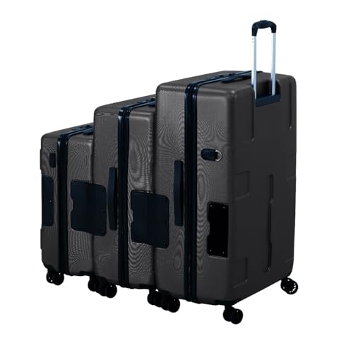 Patented Connecting Hard Shell 3 Piece Luggage Set (Black / 3-Piece Set)