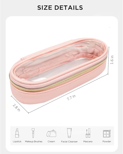 Clear Makeup Brush Holder (Slim Pink)