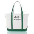 Medium Classic Personalized Monogram Canvas Tote Bag for Women (Emerald)