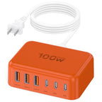 100W 6 in 1 USB Charger (Orange)