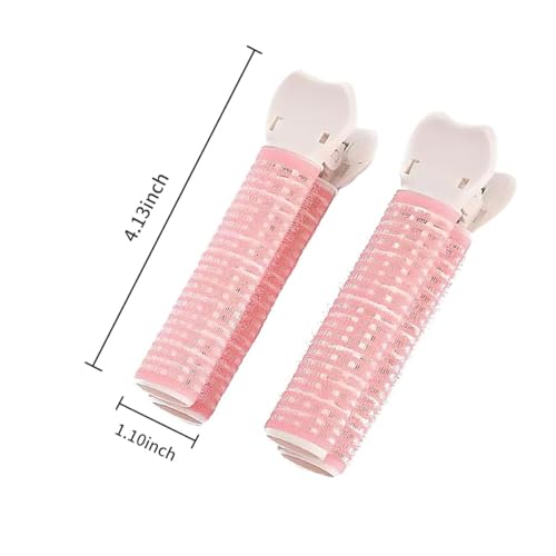 4 Pcs Pink Hair Rollers with Clip for Volumizing Bangs Curls