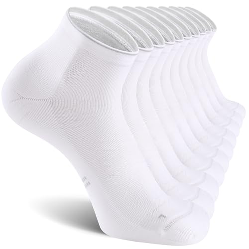 Ankle Compression Running Athletic Socks for Men Women (Small-Medium / White (5 Pairs))