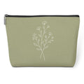 Minimalist Line Art Wildflower Makeup Bag Cosmetic Bags for Women (Sage Green 1817)