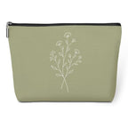 Minimalist Line Art Wildflower Makeup Bag Cosmetic Bags for Women (Sage Green 1817)