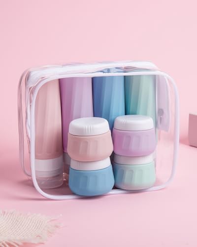 Travel Bottles for Toiletries 8 Pack (3 Ounce bottle 1 Ounce jar / Early Hours)