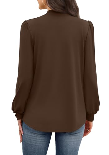 Plus Size Clothes Long Sleeve Shirts Womens Early Fall Fashion Must Haves 2026 Clothing Work School Outfits Tops Teachers Trendy Blouses Chocolate Brown Fall Clothes Essentials 2XL (03 - Brown / XX-Large)
