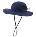Womens Outdoor Mesh Boonie Sun Hat Summer Wide Brim UV Protection Fishing Hat Safari Cap Navy Blue (Large / Navy Blue)