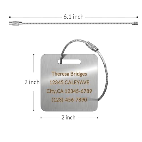 5Pack) Custom Personalized Luggage Tags-Customized Unique tag for Suitcase Backpack Travel,Bags (Metal (2 × 2)) (Metal (2 × 2))