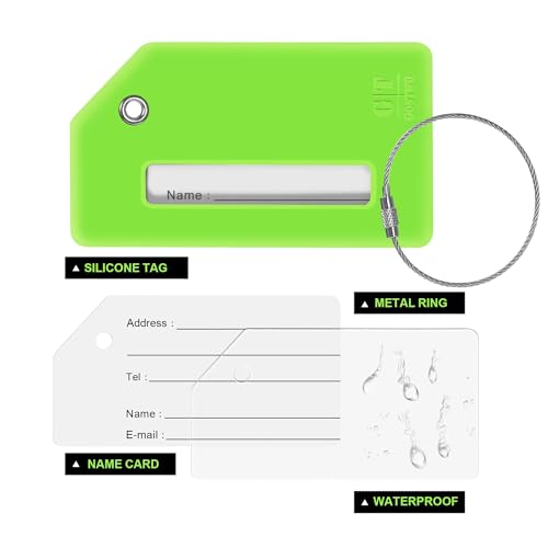 8 Pack Initial Luggage Tags for Suitcases Airplane Travel Essentials (Green / Letter G)