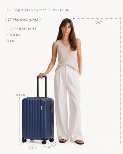 Luggage Lightweight and Durable Hardshell (Navy Blue2.0 / M(24in))