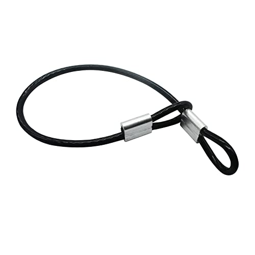 10 pcs 2mm Wire 12 inch Vinyl Coated Stainless Steel Cable with Loops Short Wire Rope Lanyard Lock Security Chain Link for Outdoor Gates (2mm(T) X 12 in(L) 10PCS / Black)