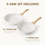 Ceramic Nonstick Frying Pan Skillets (White / 9.5+11 Inch)