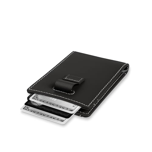 Money Clip Slim Minimalist Wallet for Men (Onyx Black)