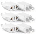 6 Pack European to US Plug Adapter (White)