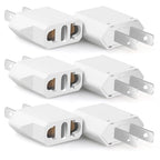 6 Pack European to US Plug Adapter (White)
