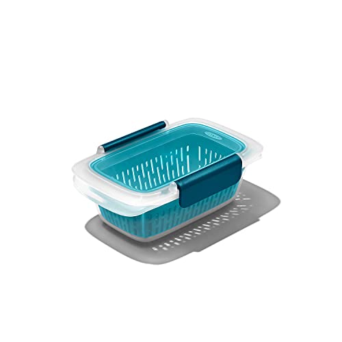 Good Grips Prep & Go Food Storage Container with Colander (Colander / Teal)