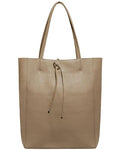 Genuine Italian Leather Tote Bag for Women (Taupe)