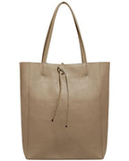 Genuine Italian Leather Tote Bag for Women (Taupe)
