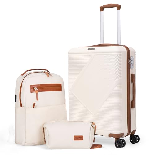 Carry On Luggage 22x14x9 Airline Approved (White / 3PCS)