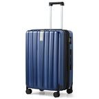 24 Inch Expandable Medium Checked Luggage with 8 Spinner Wheels (24 Inch EXT / Dark Blue)