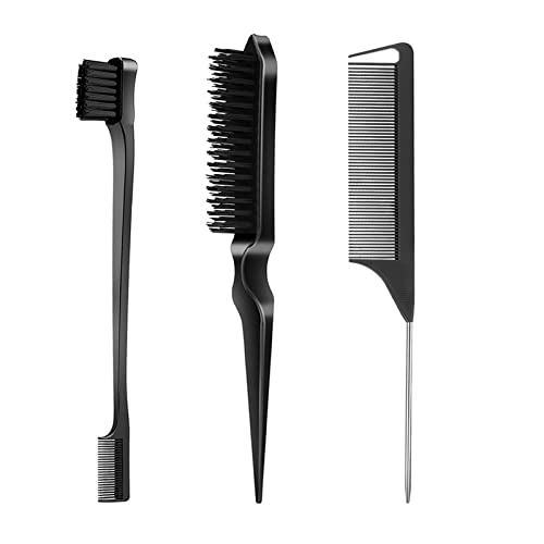 3Pcs Slick Back Hair Brush (Black)