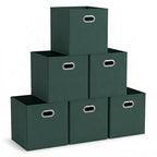 Foldable Fabric Storage Cubes 6 (Dark Green / 11” L x 11” W x 11” H)
