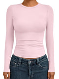 Womens Long Sleeve Shirts Basic Compression Tops Pink S (Small / Pink)