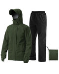 Rain Suit Waterproof Breathable Lightweight 2 (Small / Army Green)
