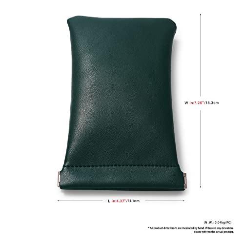Dark Green PU Leather Squeeze Travel Pouch Multi (Dark Green / 7.2"x.37")