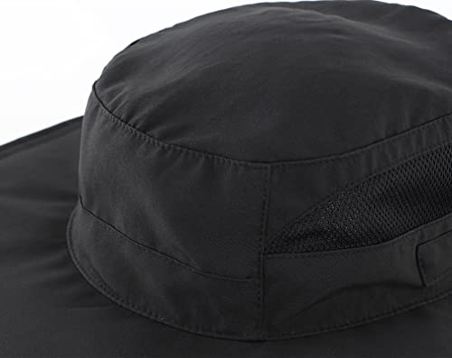 UPF 50+ Sun Protection Hat for Women Ladies Sun Hat Quick Dry Summer Beach Hats Foldable Outdoor Safari Hats Black (Large / Black)