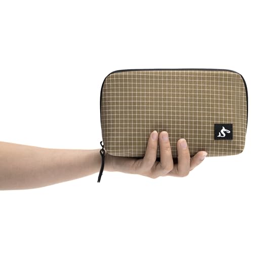 Small Electronics Organizer Travel Case (Brown Plaid / Small)