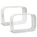 TSA Approved Toiletry Bag Clear Quart Size Travel Bags Makeup Bag (Beige / 2 Pack)
