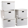Large Stackable Storage Bins with Lids [5 (White / Large(5-Pack))