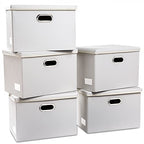 Large Stackable Storage Bins with Lids [5 (White / Large(5-Pack))