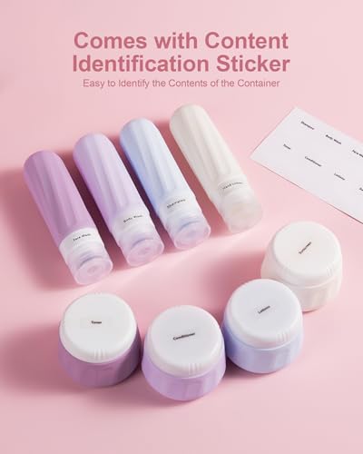 Travel Size Toiletries 8 Pack (3oz bottle 3oz jar / Lavender)