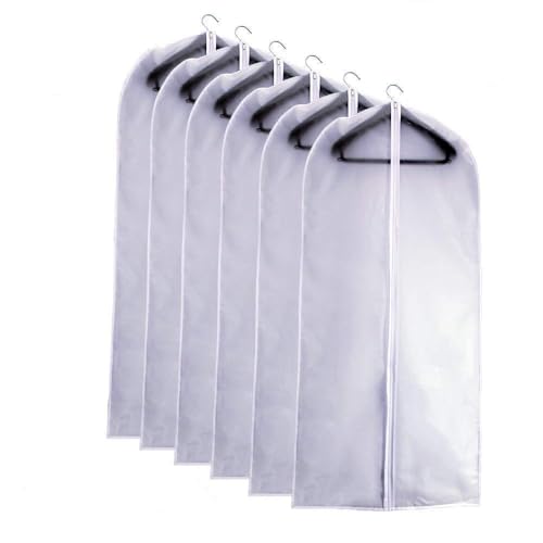 Garment Bags for Hanging Clothes 24" x 40"Coat Covers for Closet Foldable Washable Dress Bags for Hanging Clothes for Long Dress Dance Costumes Suits Gowns Coats (White / 24''X40'')