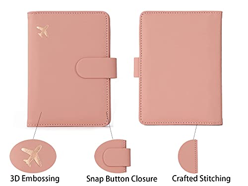 Rfid Passport Holder for Travel women (Black pink)