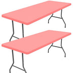 2 Pack Rectangle Spandex Fitted Table Cloth (Coral Red / 72" x 30" (Rectangular))