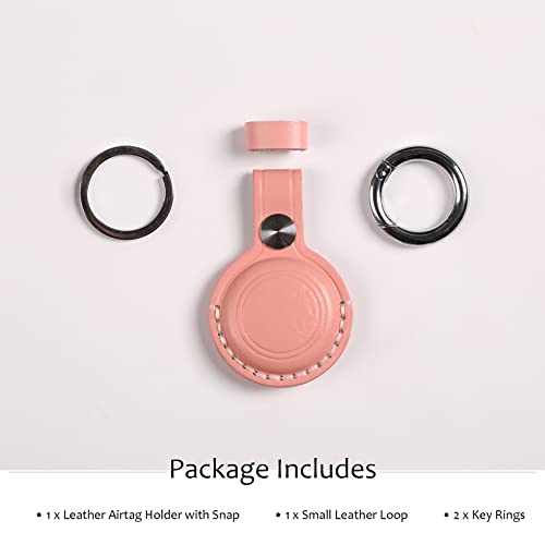 Genuine Leather Airtag Holder Suitable for Apple Airtag Keychain Leather ([1 Pack] Pink V1.0)