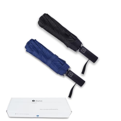 2 Pack 46 Inch Umbrellas ((2 pack)black+blue)