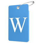2 Pack Initial Luggage Tags for Suitcases Airplane Travel Essentials (Large W / Blue)