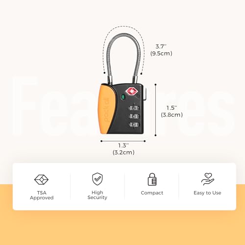 TSA Approved Travel Luggage Locks (Orange / 1 Pack)