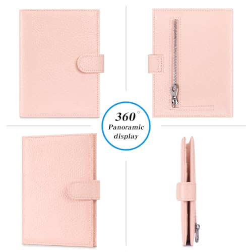 Passport Holder for Travel Women RFID Blocking Genuine Leather Passport Wallet with Card Slots (Pink)