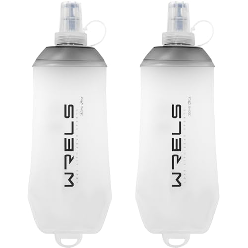 200ml/350ml/500ml Collapsible Soft Flask,BPA Free Folding Soft Water Bottle with Hanging Ring,Lightweight TPU Hydration Flask for Running Marathon Cycling Hiking (Grey-350ml*2)