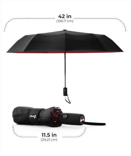 Repel Windproof Travel Umbrella (Black + Red 1-Pack / Standard)