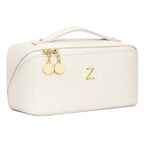 Initial Makeup Bag Personalized Gift for Women Teen Girls (MediumBeige / Z)
