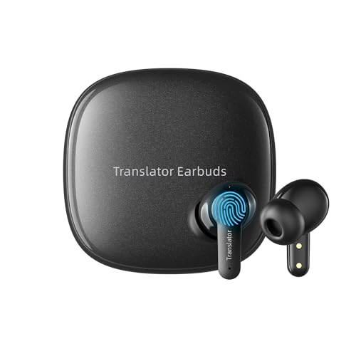 Offline AI Translator Earbuds M3 Language Translator Device Translation Earbuds Real Time Support 144 Languages No Subscription Required (With Offline Package (Black))